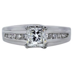18k White Gold EGL Certified 0.90ct Princess Cut Diamond Engagement Ring