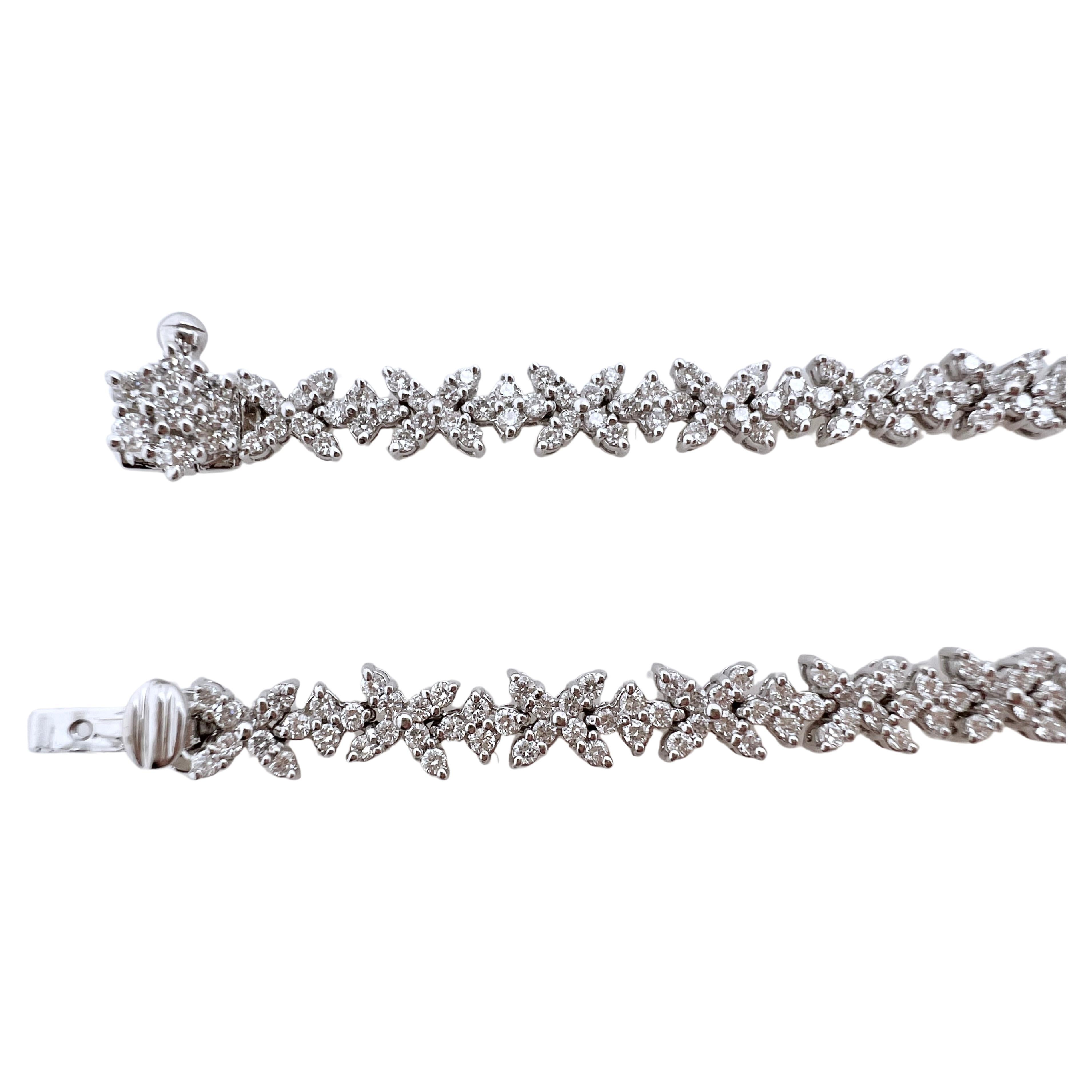 Brilliant Cut 18k White Gold Elongated Long Diamond Necklace