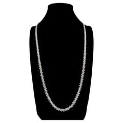 18k White Gold Elongated Long Diamond Necklace