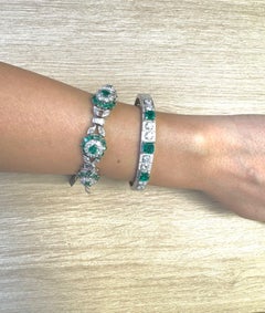 18K Weißgold Smaragd und Diamant-Armband