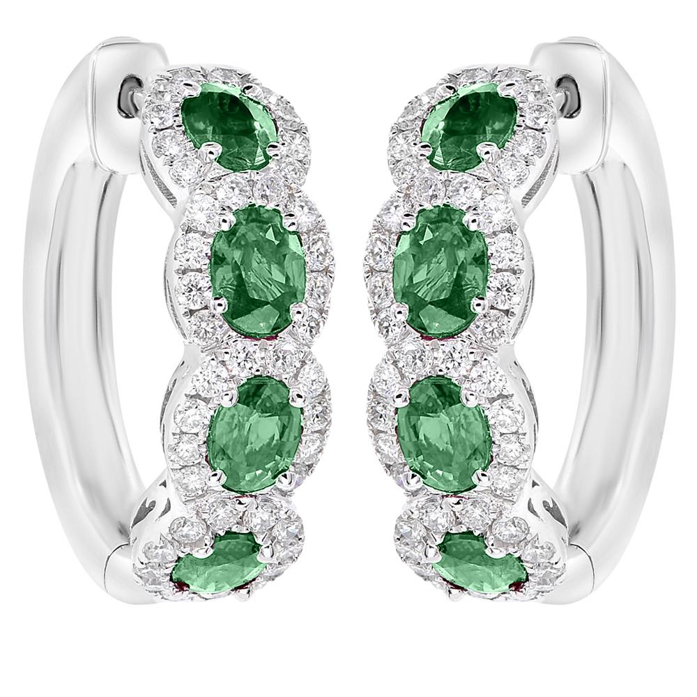 18K White Gold Emerald and Diamond Earrings features 0.65 Carats of Diamonds and 1.54 Carats of Emeralds

Underline your look with this sharp 18K White gold shape Diamond Earrings. High quality Diamonds. This Earrings will underline your exquisite
