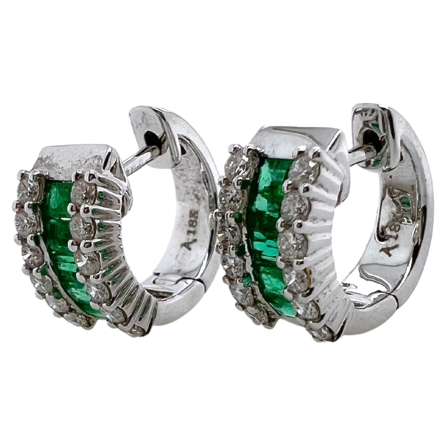 These are perfect for daily wear and add some color to your life.  The easy to wear huggie earrings are designed to hug the ear lobes and can be worn casually or for smart casual events.  The emerald baguettes are channeled set and the round