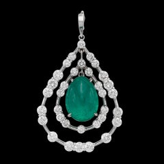 18k White Gold, Emerald and Diamond Pendant-Enhancer