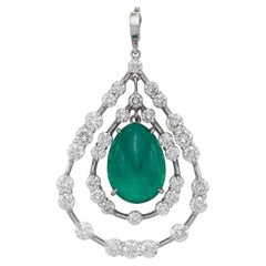18k White Gold, Emerald and Diamond Pendant-Enhancer