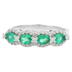 18K White Gold Emerald and Diamond Ring 