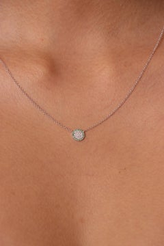 18k White Gold Emerald Cts 0.07 Diamond Necklace