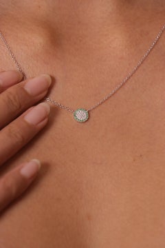 Collier en or blanc 18k Emerald Cts 0.07 Diamond