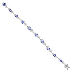 18K Weißgold Smaragdschliff Blauer Saphir
Diamant Tennisarmband "7 Zoll