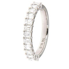 18K White Gold Emerald Cut Diamond Wedding Band