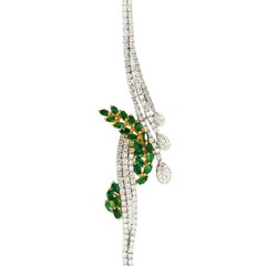 18K White Gold Emerald Diamond Bracelet