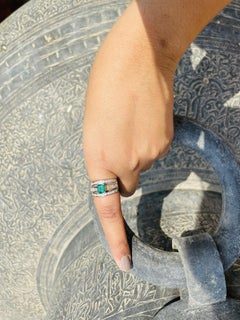 18kt Solid White Gold Octagon Emerald Diamond Engagement Band Ring