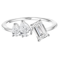 18K White Gold 0.85-Carat Mixed-Cut Diamond Open Band