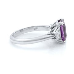 18 Karat White Gold Emerald Pink Sapphire Diamond Engagement Ring