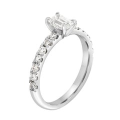 18K White Gold Emerald Shape 0.58-Carat GIA Certified Diamond Ring