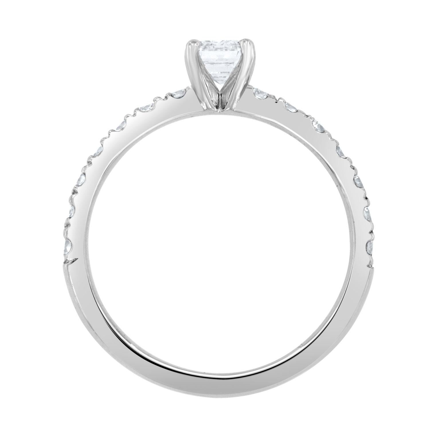 Emerald Cut 18K White Gold Emerald Shape 0.58-Carat GIA Certified Diamond Ring For Sale