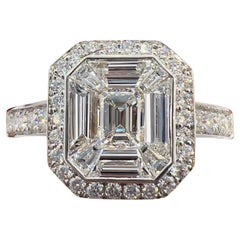 18K White Gold Engagement Ring, 1.35 ct  Calibrated Diamonds – Art Deco Inspired