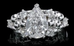 18K White Gold Engagement Ring with  2.1ct E IF Pear Shape Diamond - GIA