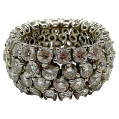 18K White Gold Estate 9.00 Carat Diamond Flexible Eternity Band - Size 6.5