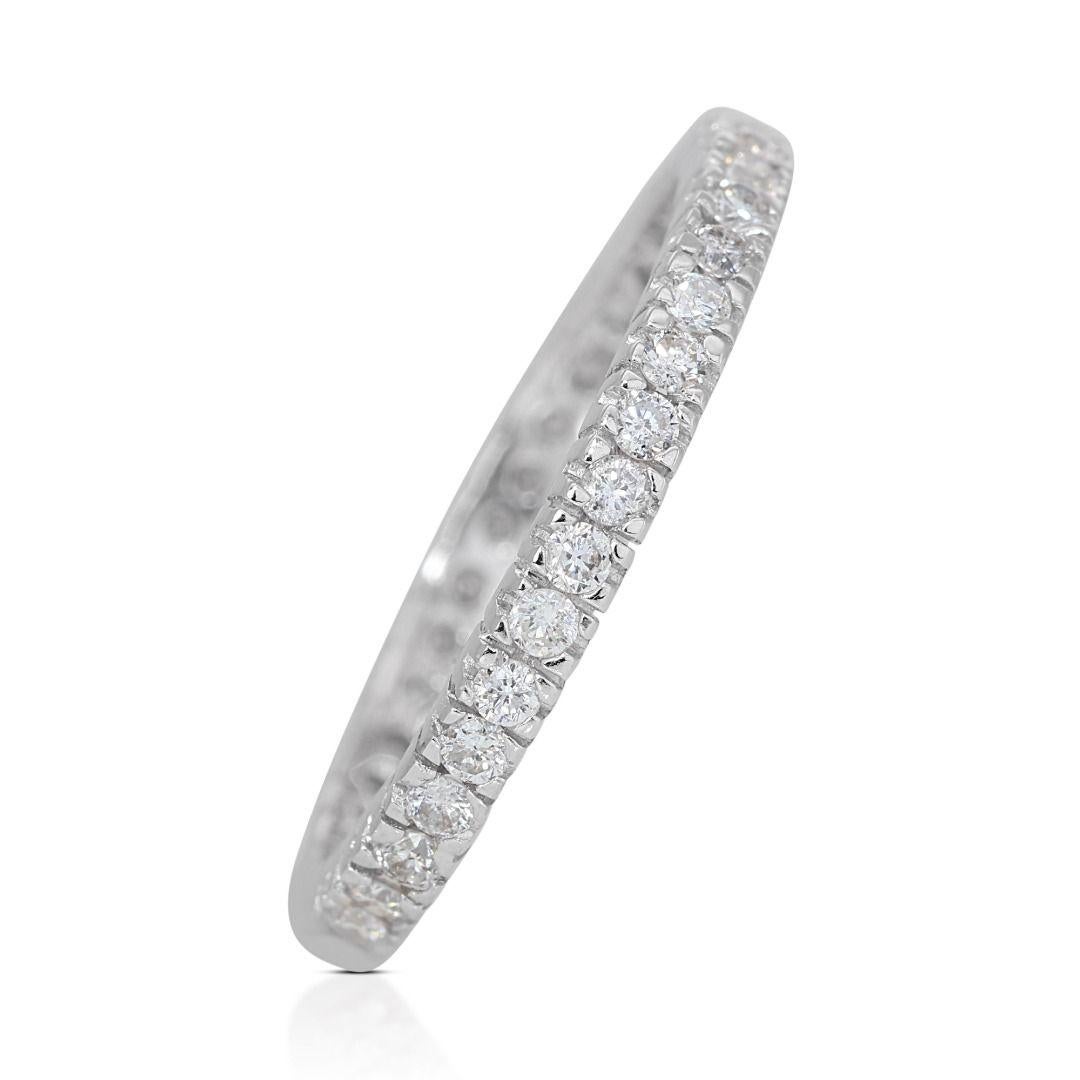 Round Cut 18k White gold Eternity Band Ring with 0.76 total carat Natural Diamonds