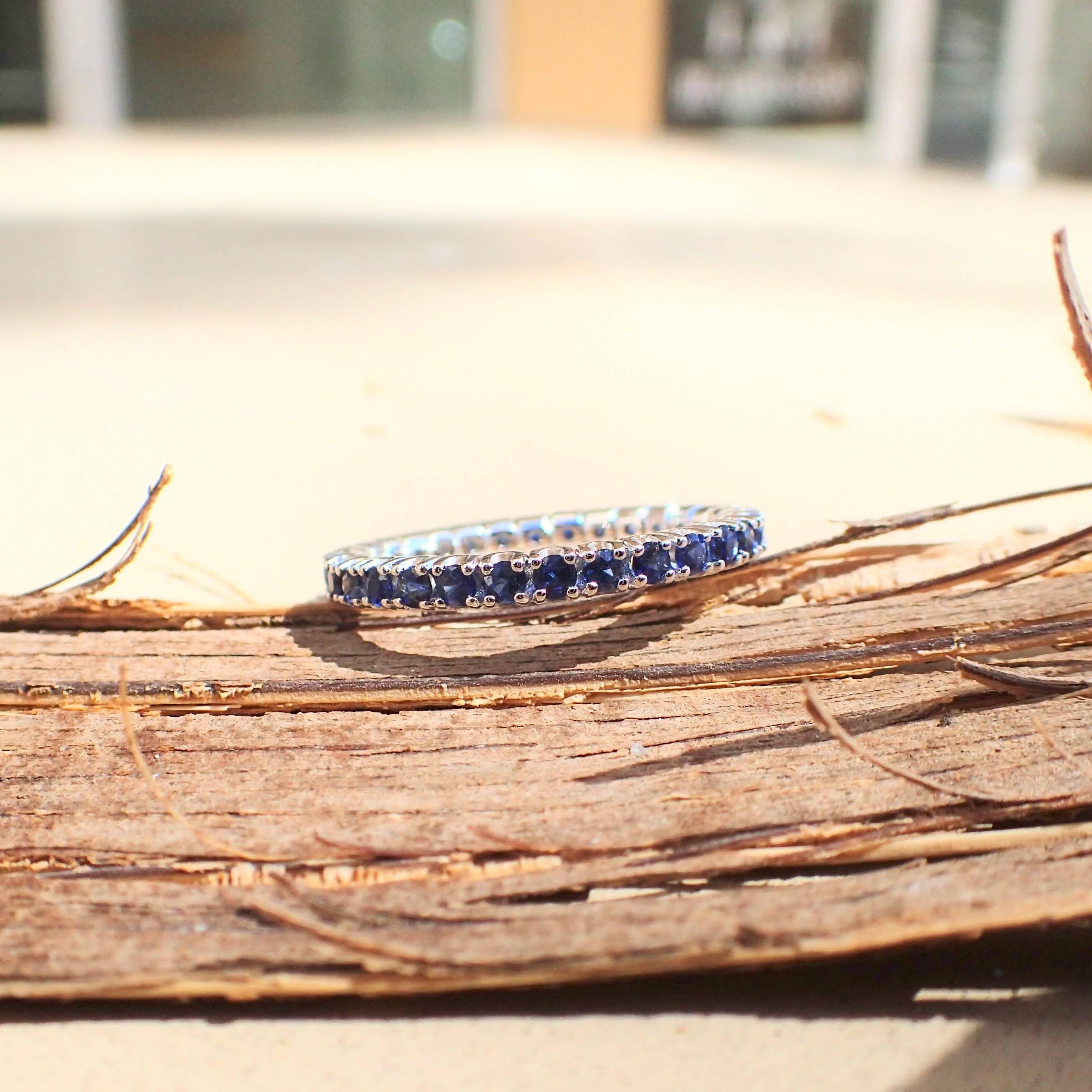 18 Karat White Gold Eternity Band with 1.02 Carat of Sapphire In New Condition In Coral Gables, FL