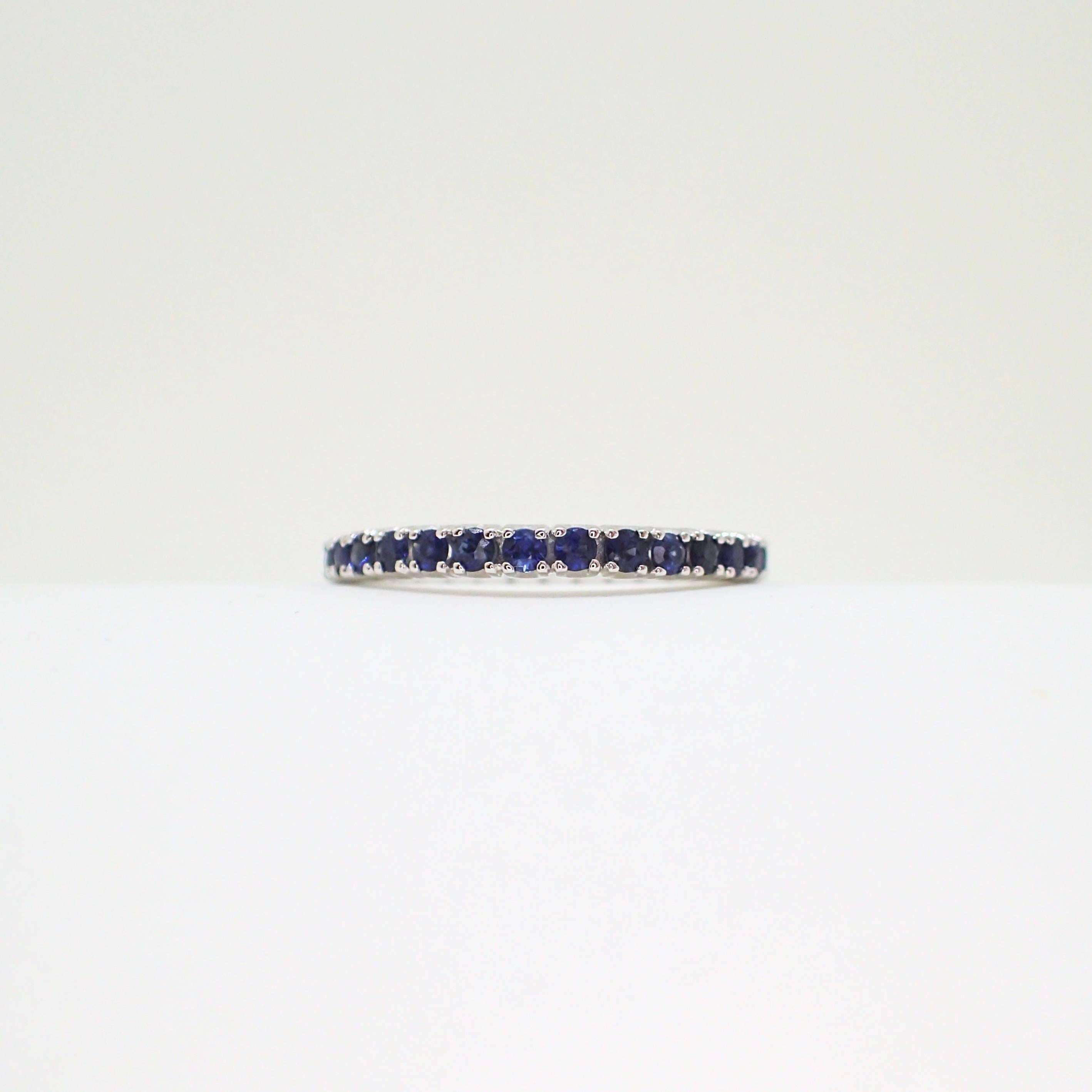 Women's 18 Karat White Gold Eternity Band with 1.02 Carat of Sapphire