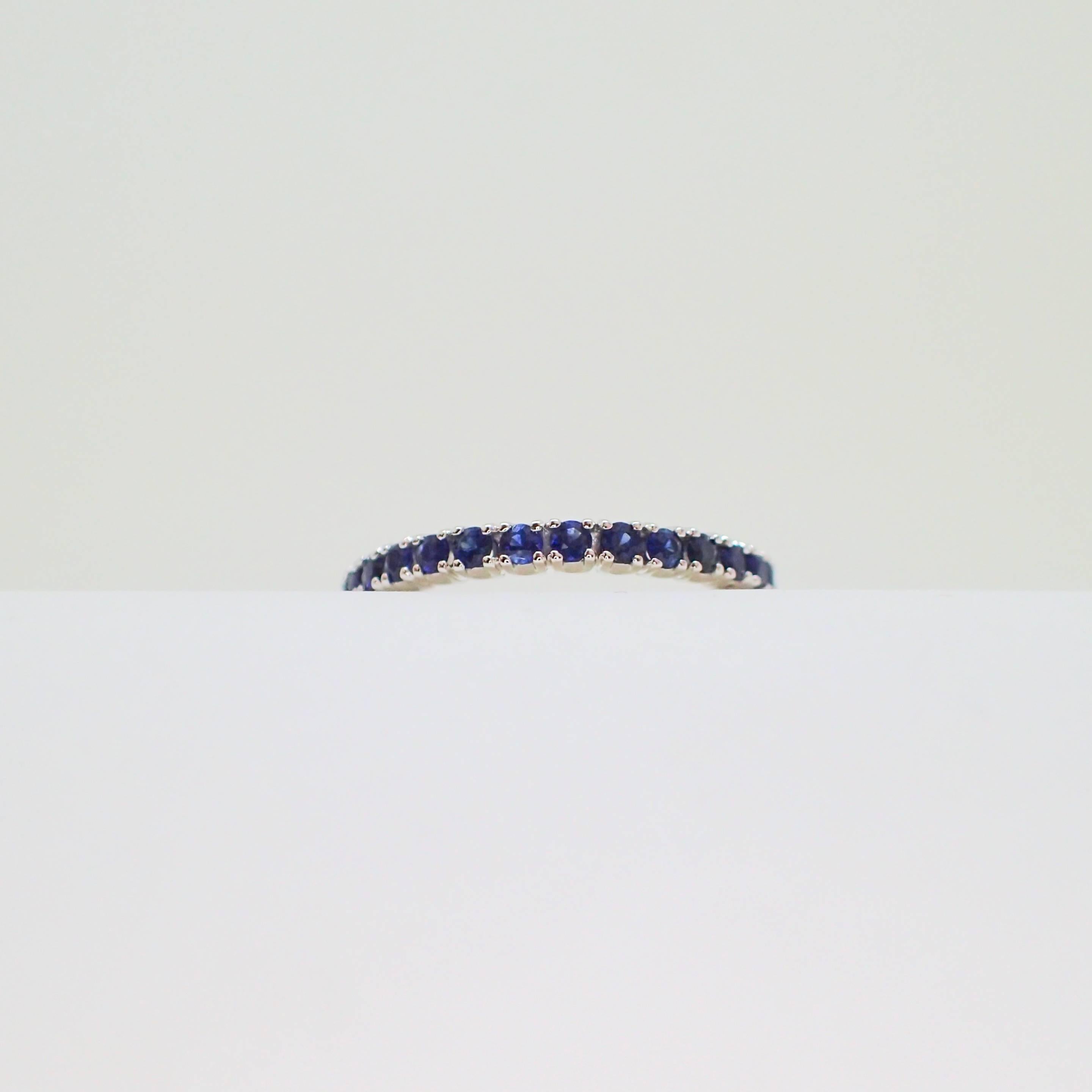 18 Karat White Gold Eternity Band with 1.02 Carat of Sapphire 1