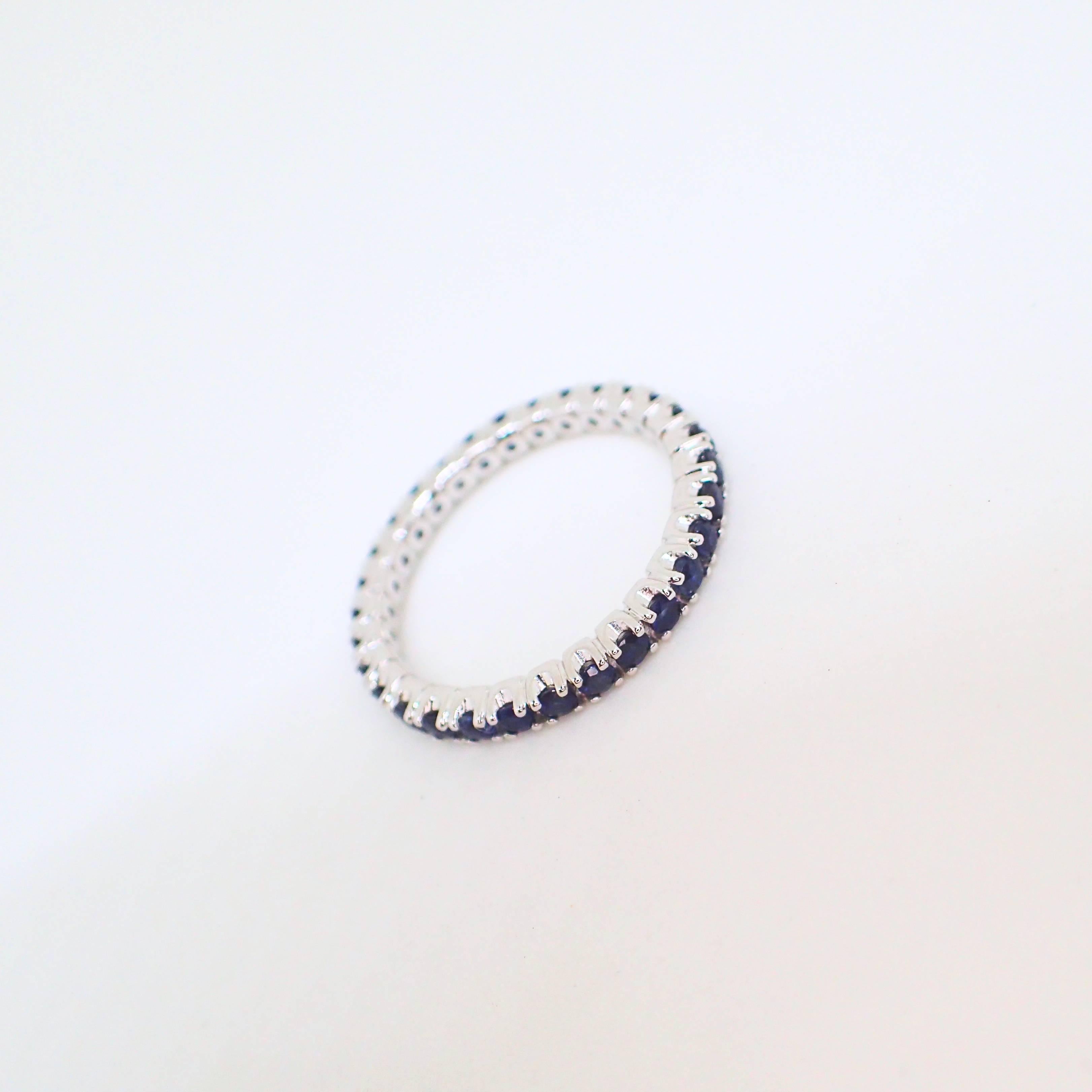 18 Karat White Gold Eternity Band with 1.02 Carat of Sapphire 2