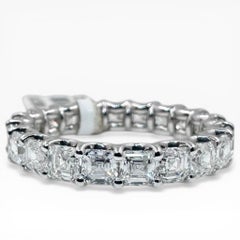 18K White Gold Eternity Band with Asscher Cut Diamonds 3.27 Ct. (Size 6.00)