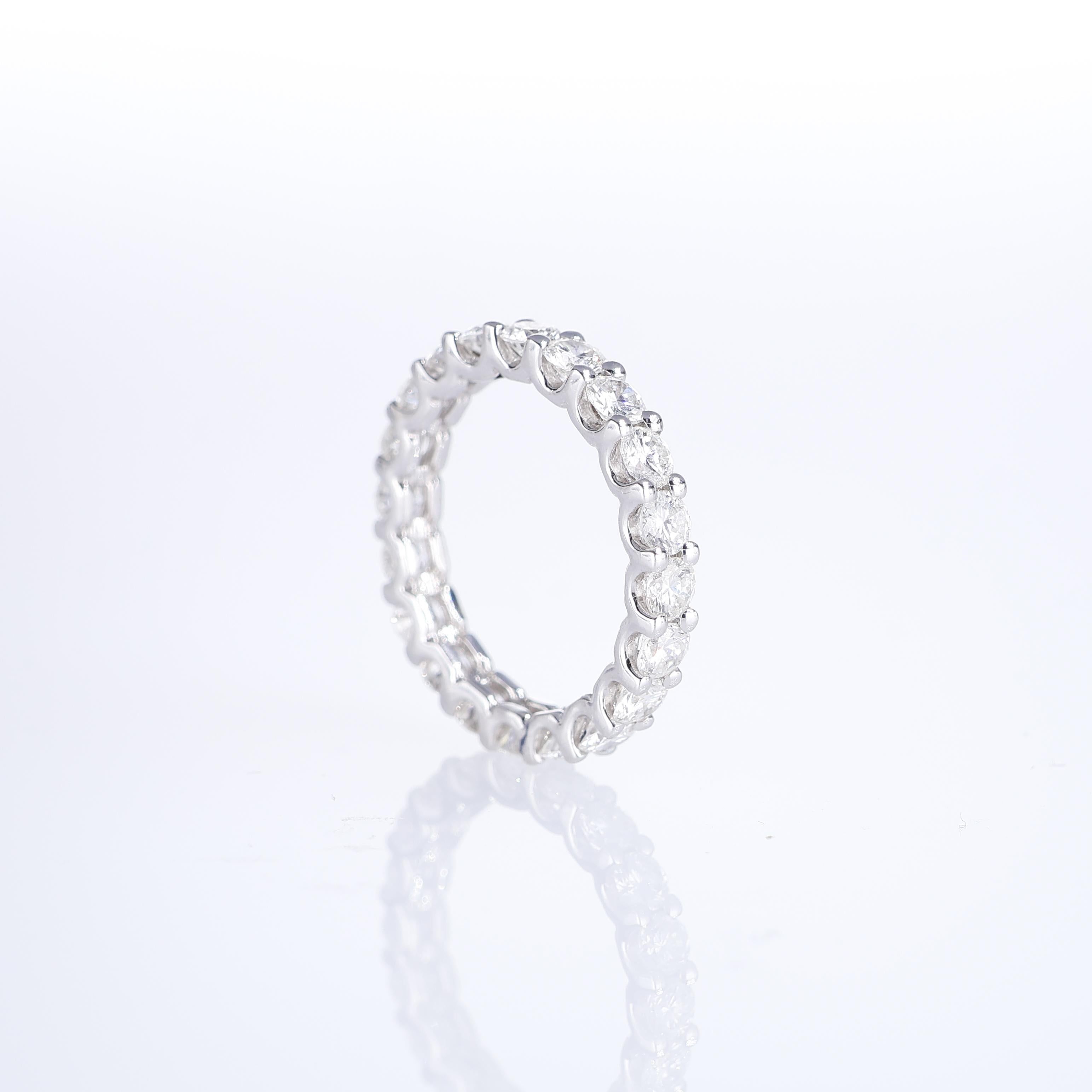 Brilliant Cut 18K White Gold Eternity Band with Brilliant-Cut Diamonds F VVS For Sale