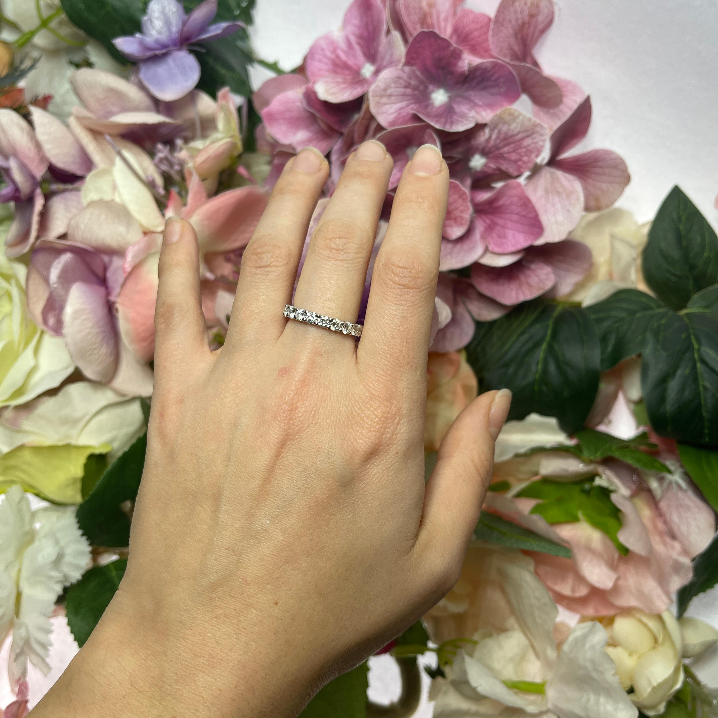 Women's or Men's 18K White Gold Eternity Band with Brilliant-Cut Diamonds F VVS For Sale