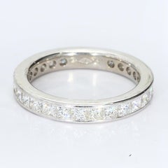 18k White Gold Eternity Band with Princess Cut Diamonds Size 6.5