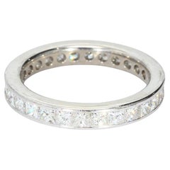 18k White Gold Eternity Band with Princess Cut Diamonds Size 6.5