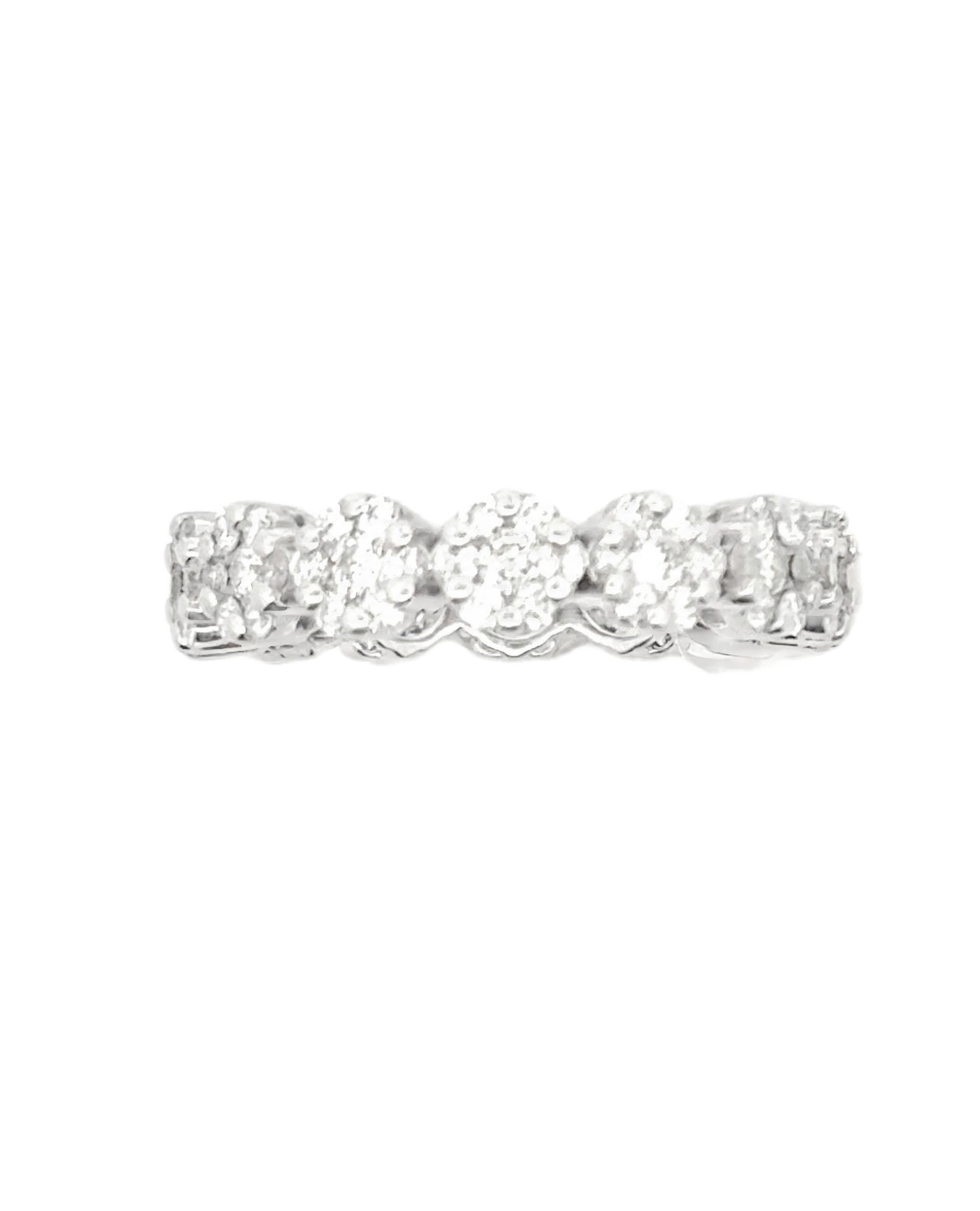 Round Cut 18K White Gold Eternity Ring- Size 7 For Sale