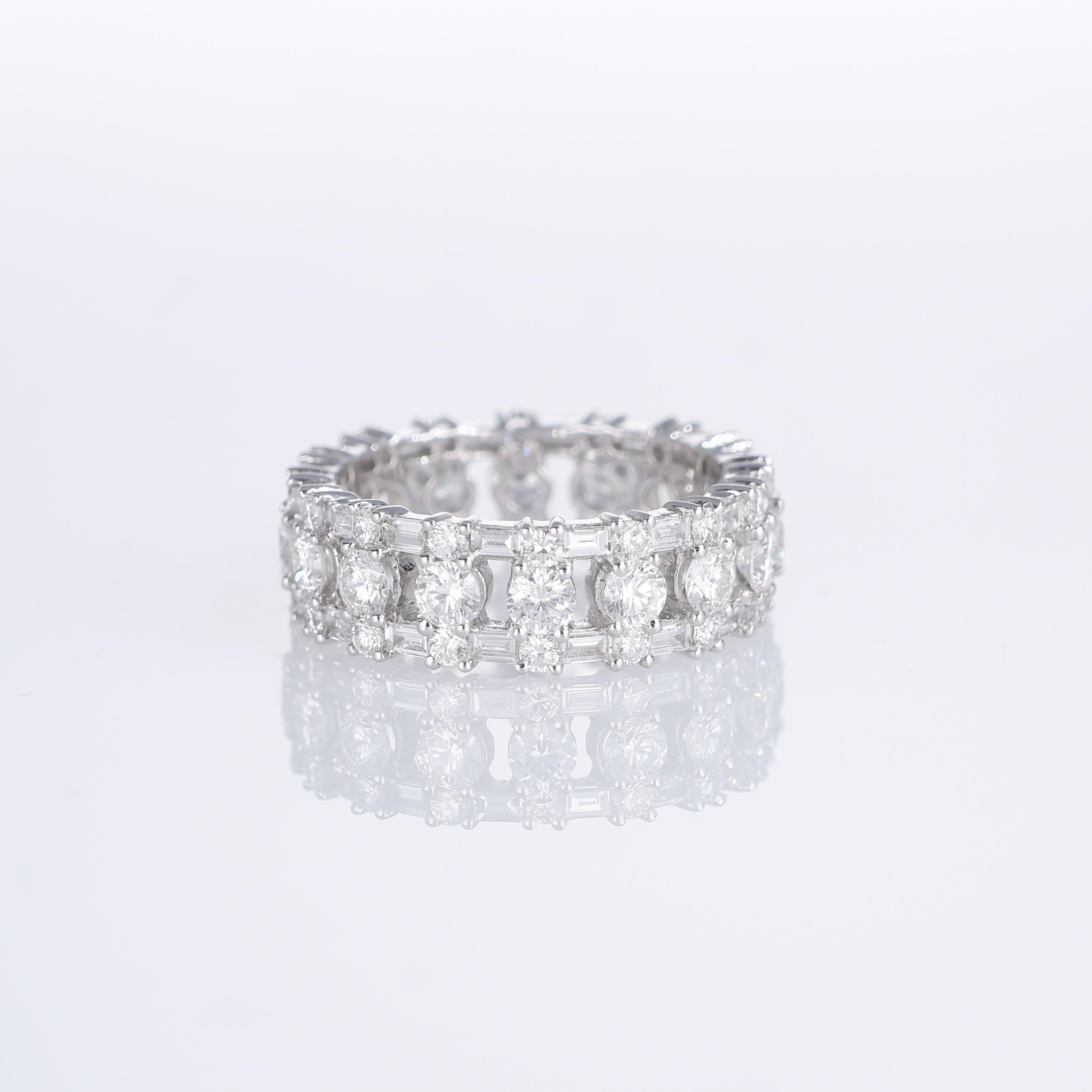 Brilliant Cut 18K White Gold Eternity Ring with Diamonds For Sale