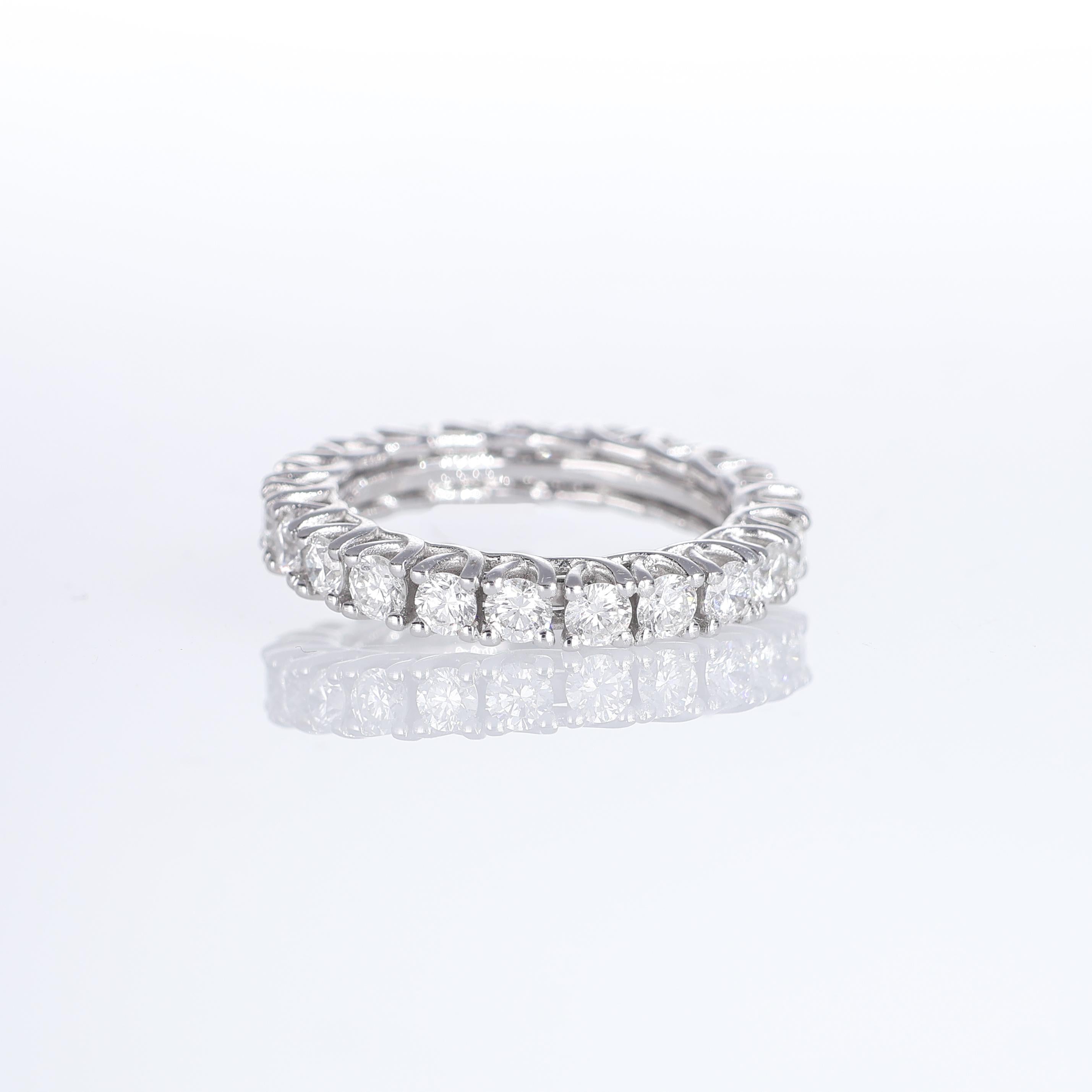 Brilliant Cut 18K White Gold Eternity Ring with Natural White Diamonds For Sale