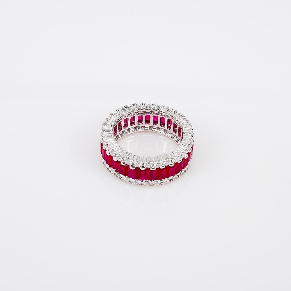 Eternity Ruby Ring use the top quality Ruby which make in invisible setting.It is a classic luxury elegant style that you can use many occasions.You can use on everyday and the evening party too. We set the stone in perfection as we are professional