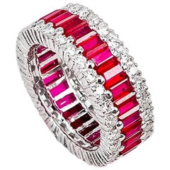 Used 18k white gold Eternity Ruby and diamond Ring
