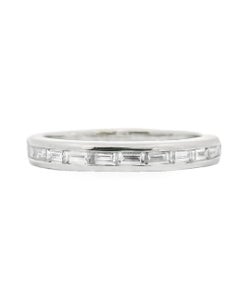18K White Gold Euro Shank Wedding Band With 0.55 Carats Diamonds