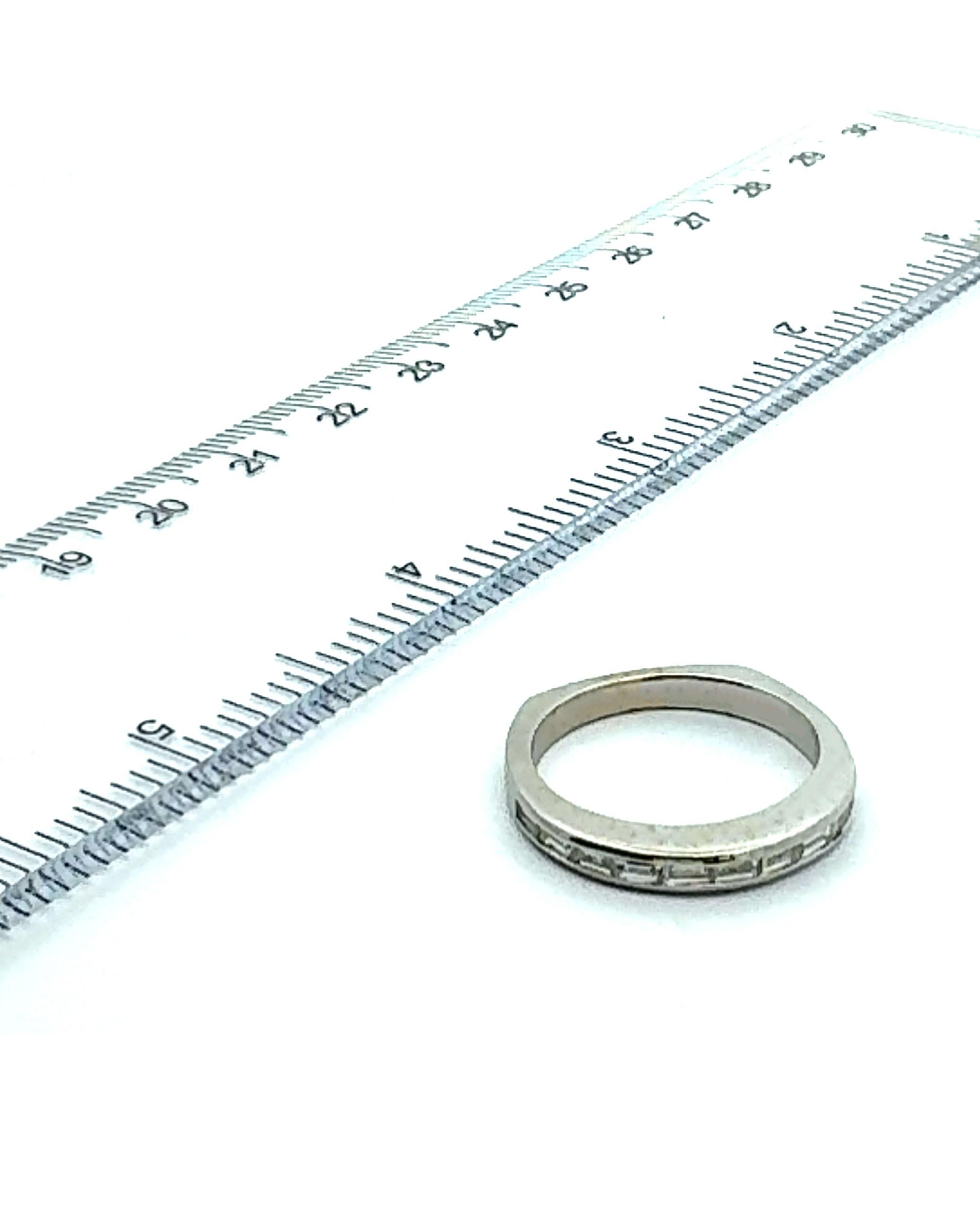 Contemporary 18K White Gold Euro Shank Wedding Band With Diamonds For Sale