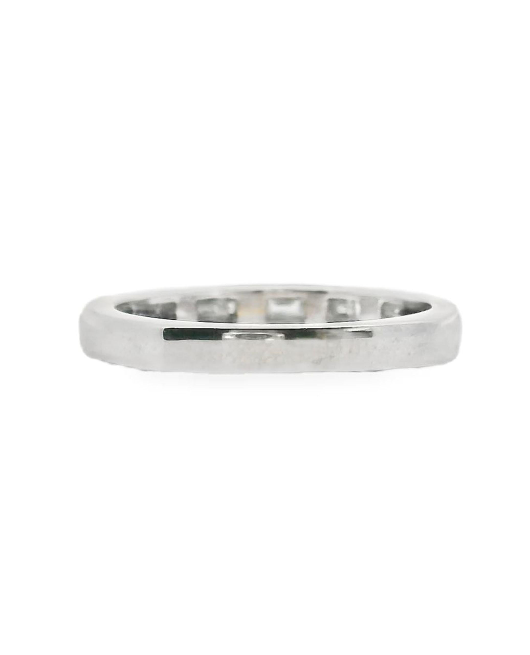 Baguette Cut 18K White Gold Euro Shank Wedding Band With Diamonds For Sale