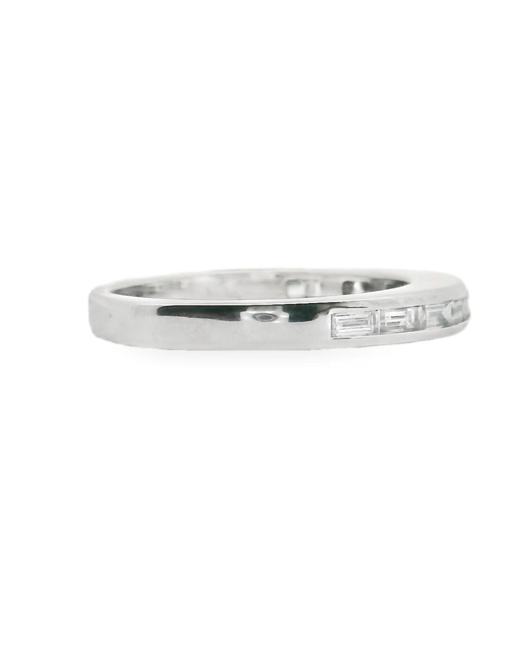 18K White Gold Euro Shank Wedding Band With Diamonds In New Condition For Sale In Old Tappan, NJ