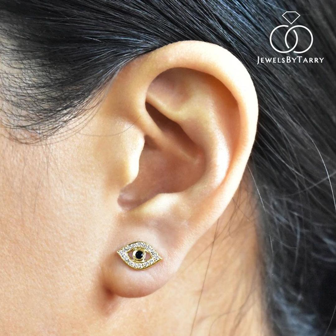 Evil Eye Gemstone Earrings in 18K White Gold, Rose Gold, Yellow Gold.
These Dainty Stud Earrings are made of solid 18k gold featured with a natural sparkly Gemstones such as Garnet, Amethyst, Citrine, Swiss, London Blue Topaz and Peridot. These