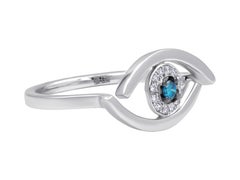 18k White Gold Evil Eye Ring with Diamonds
