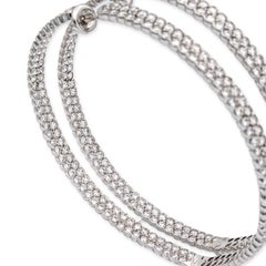 18K White Gold Extra Large 14.80 Ct Double Row Diamond Inside-Out Hoop Earrings