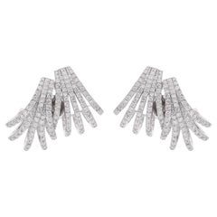 Orecchini a ventaglio in oro bianco 18 carati con pavé SI/H di diamanti naturali Huggies