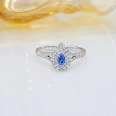 18K White Gold Fancy Blue Diamond & Diamond Ring