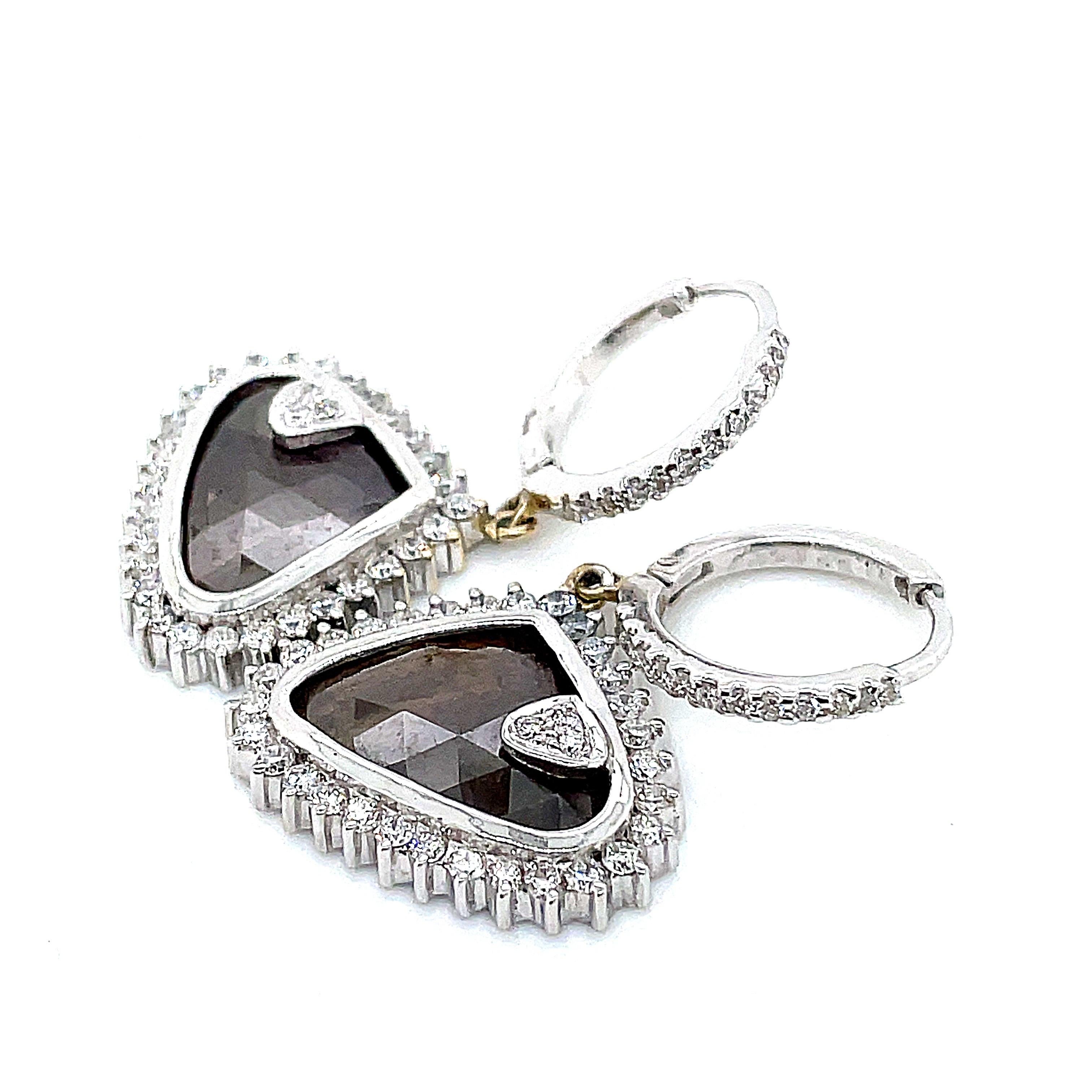 18k White Gold Fancy Brown Diamond Earrings For Sale 1