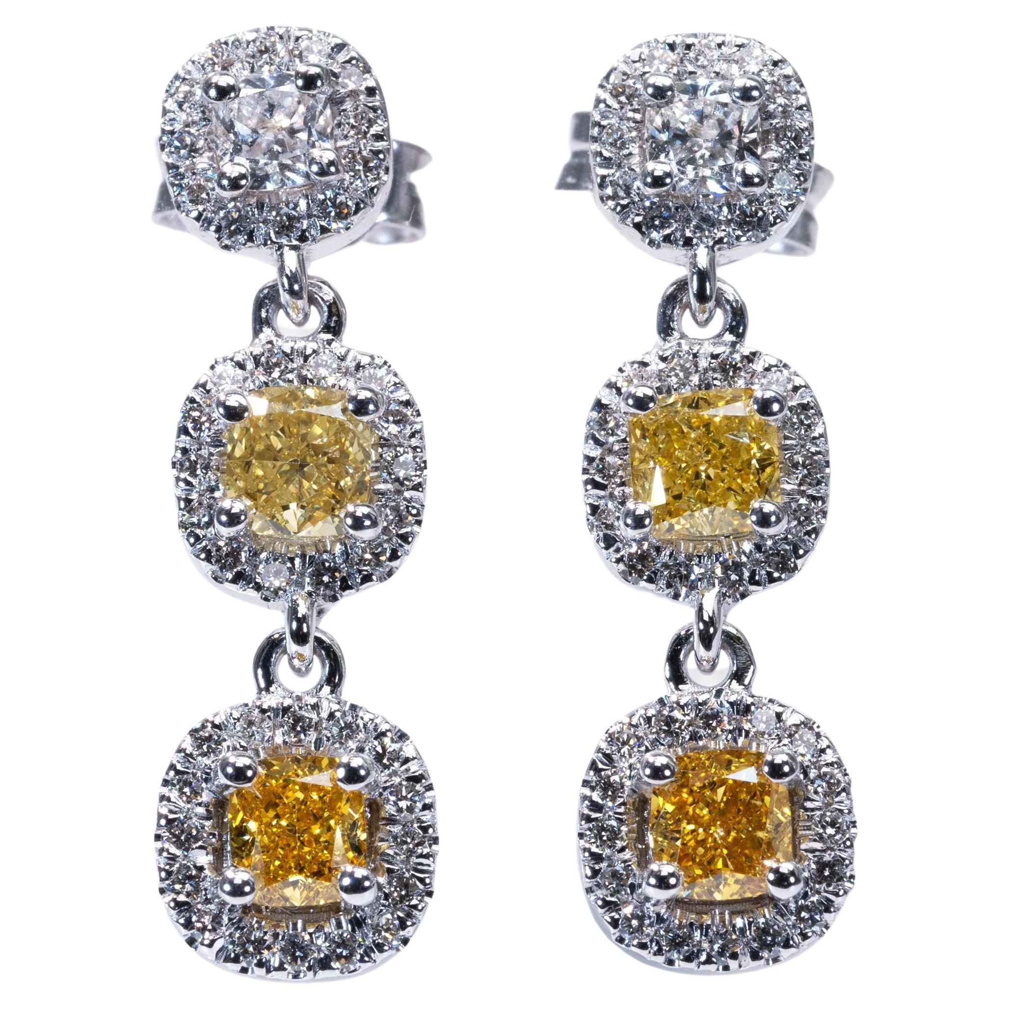 Luxurious 18k White Gold Drop Earring with 2.99 ct Natural Diamonds