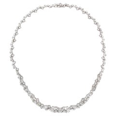 18k White Gold Fancy Cut Diamond Statement Collar Necklace 11.65ctw
