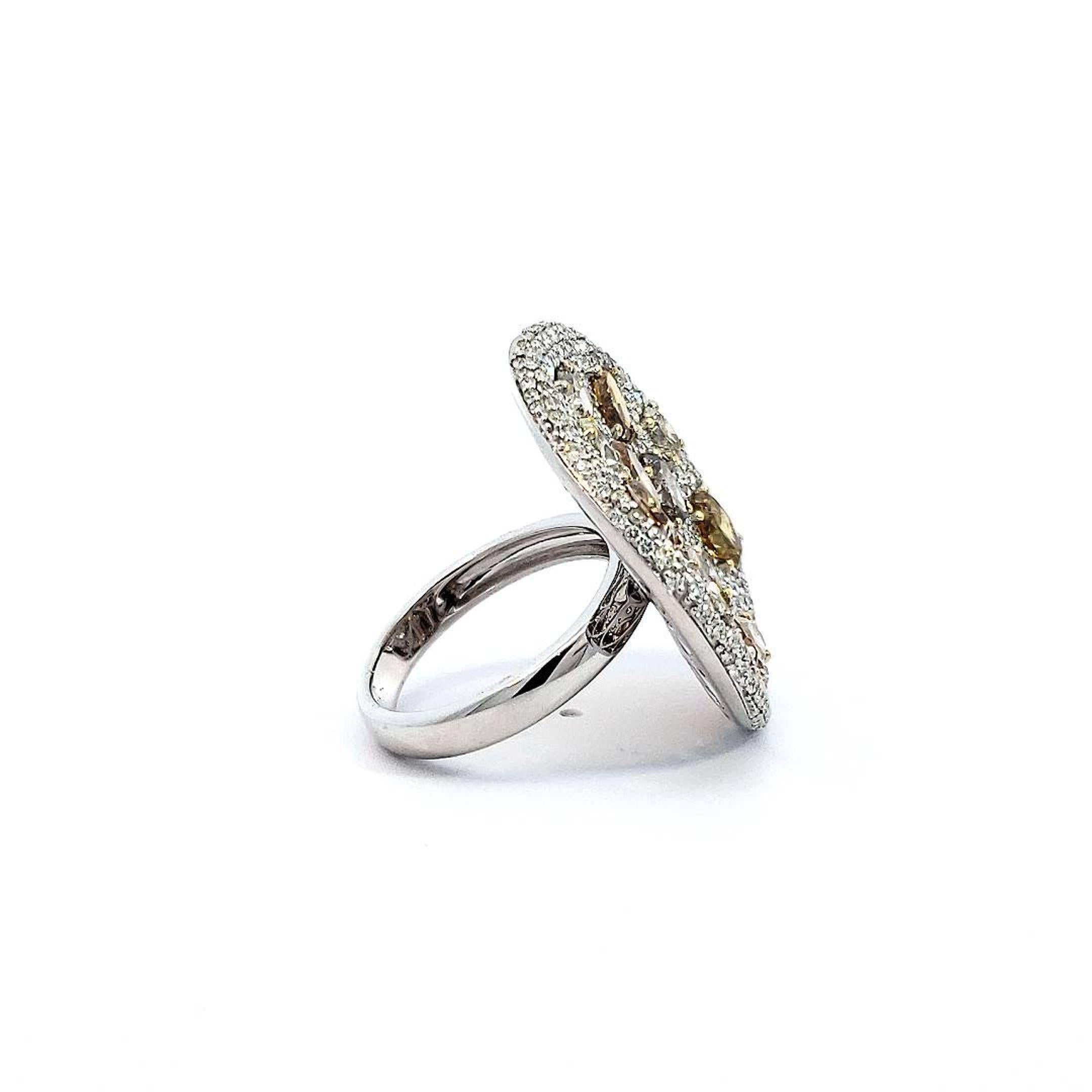 Mixed Cut 18k White Gold Fancy Diamond Cocktail Ring For Sale